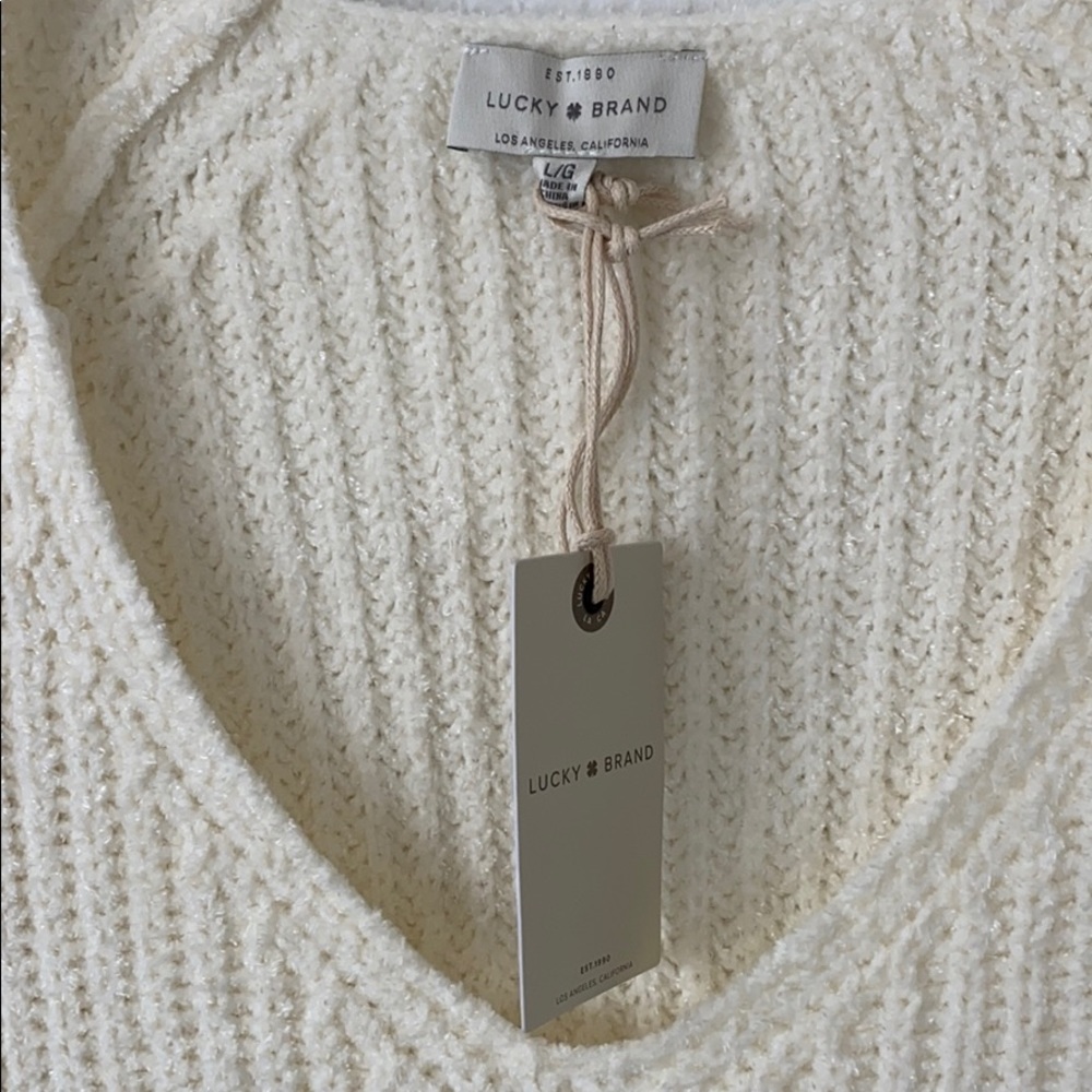 SOLD NWT LUCKY BRAND Chenille Sweater in Cream - Picture 3 of 5